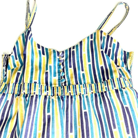 Fossil Babydoll Top Cami XS Striped Button Detail Lined Retro Y2K Preppy Beachy - Picture 3 of 8